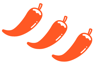 An illustration of three red chillis.
