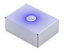 A image of a White Mausu branded white box with blue lines and the logo in blue in the middle.