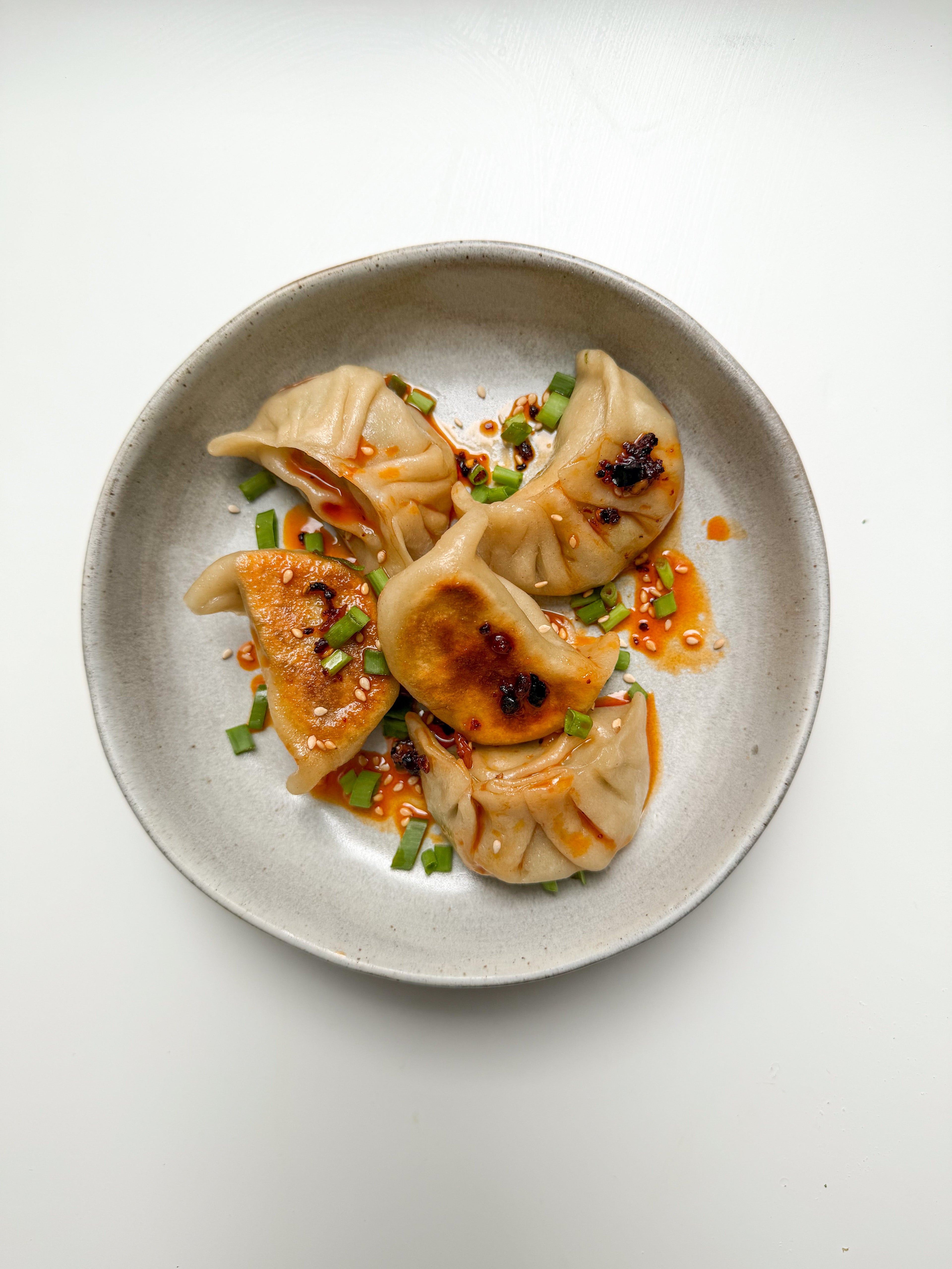 Kale and Pork Dumplings.